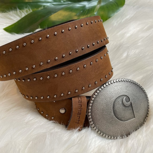 Carhartt Accessories - CARHARTT BROWN LEATHER LOGO  BELT BUCKLE, M